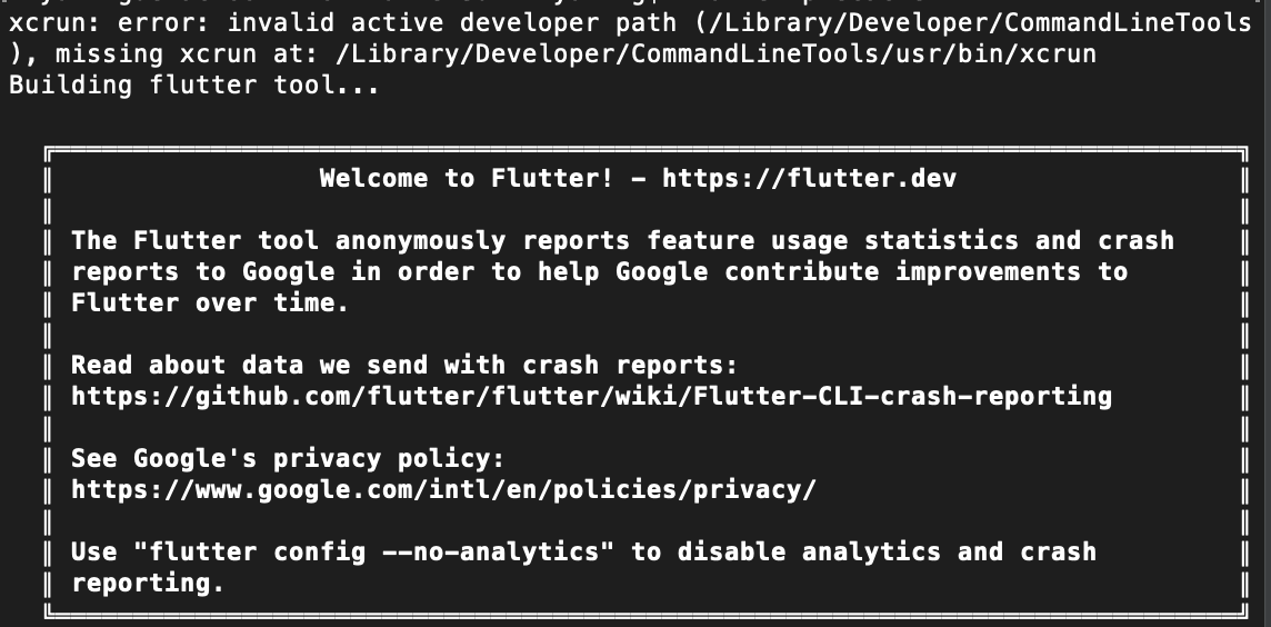 mac下安装Flutter报错 xcrun: error: invalid active developer path